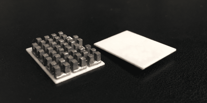Thermoelectric generator module inside showing semiconductors